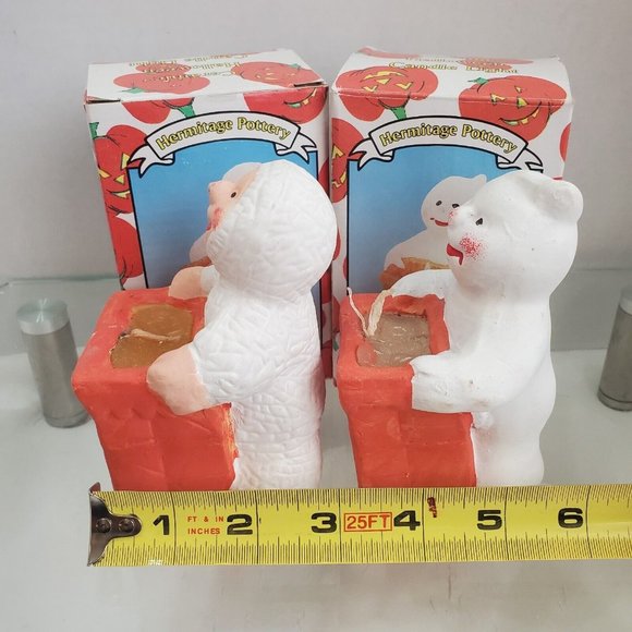 2) Hermitage Pottery 1995 Ceramic Ghost Mummy Candle Limited Edition vintage - Picture 11 of 12